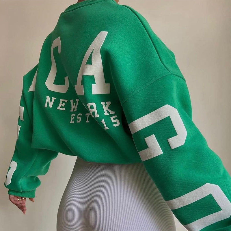 Women's Round Neck Letter Print Sweater