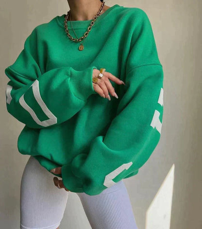 Women's Round Neck Letter Print Sweater
