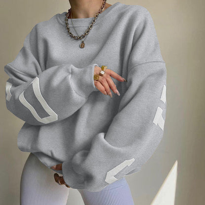 Women's Round Neck Letter Print Sweater