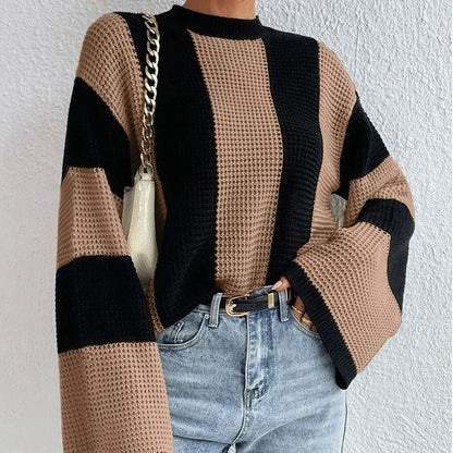 Women's Round Neck Striped Sweater