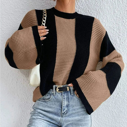 Women's Round Neck Striped Sweater