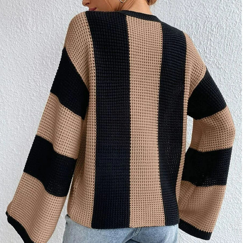 Women's Round Neck Striped Sweater