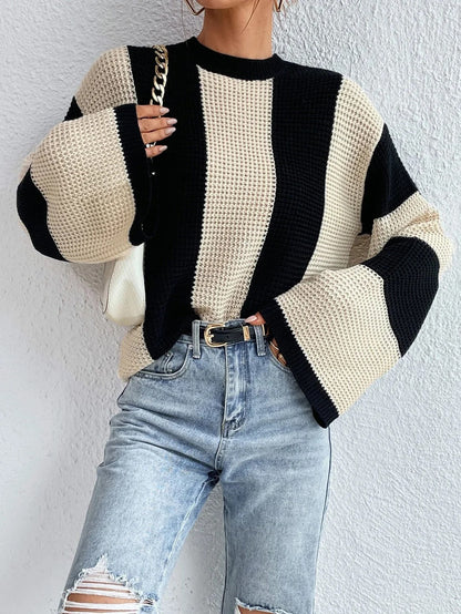 Women's Round Neck Striped Sweater