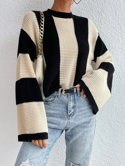 Women's Round Neck Striped Sweater