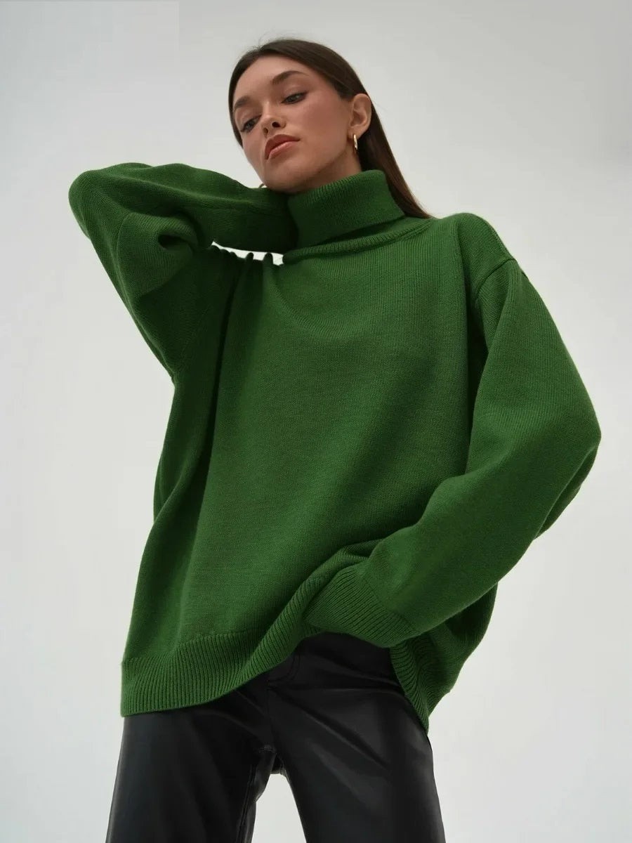 Women's Turtleneck Sweater High Collar Cuffs