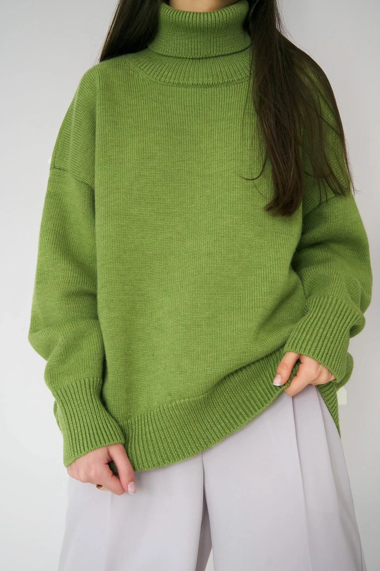Women's Turtleneck Sweater High Collar Cuffs
