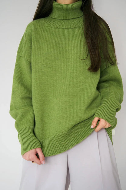 Women's Turtleneck Sweater High Collar Cuffs