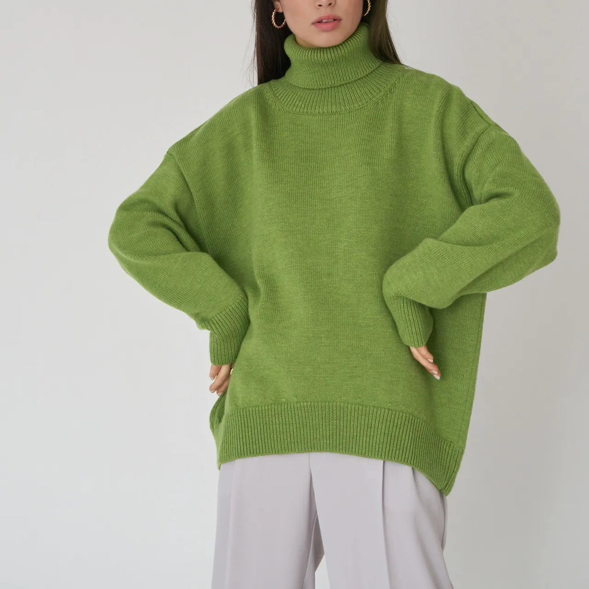 Women's Turtleneck Sweater High Collar Cuffs