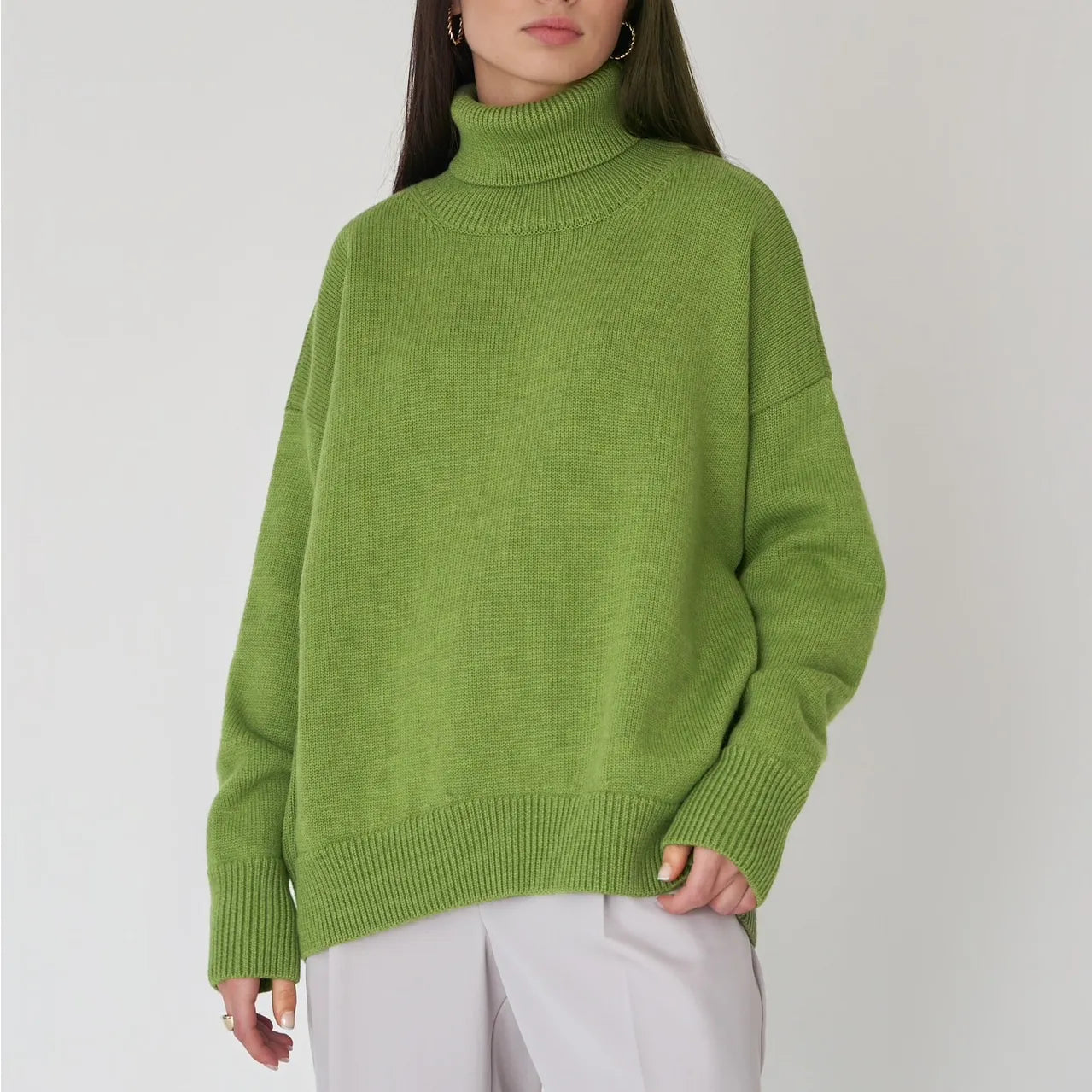 Women's Turtleneck Sweater High Collar Cuffs