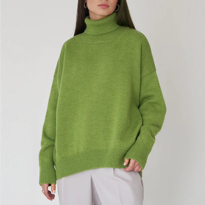Women's Turtleneck Sweater High Collar Cuffs