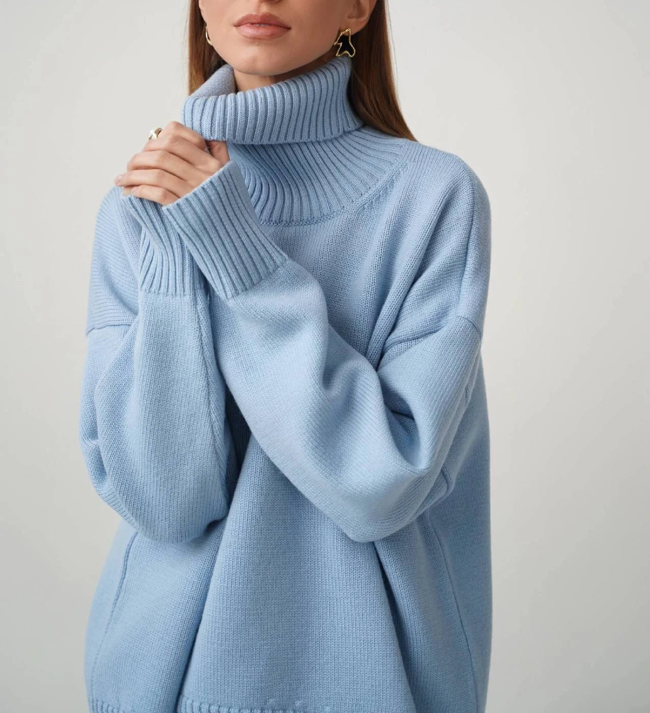 Women's Turtleneck Sweater High Collar Cuffs