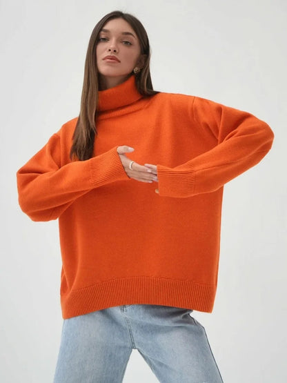 Women's Turtleneck Sweater High Collar Cuffs