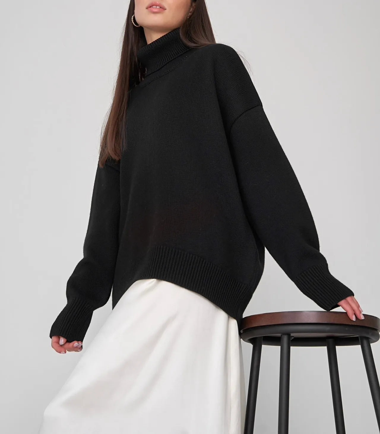 Women's Turtleneck Sweater High Collar Cuffs