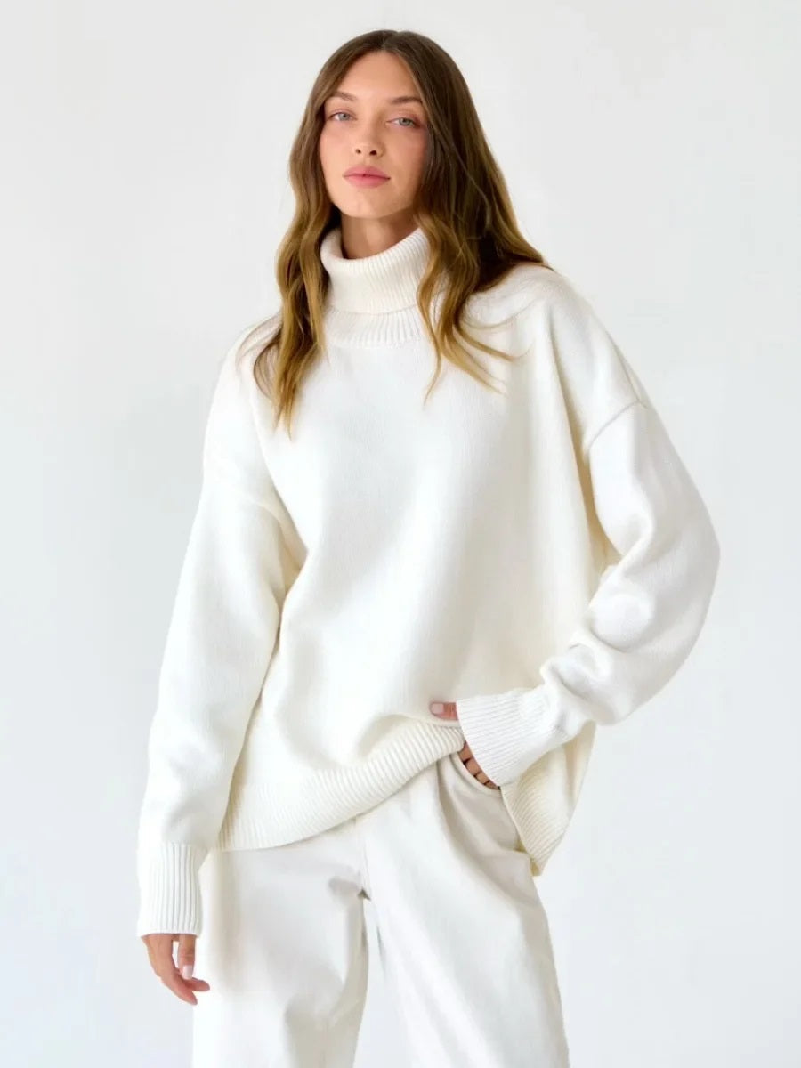 Women's Turtleneck Sweater High Collar Cuffs - VibreMode