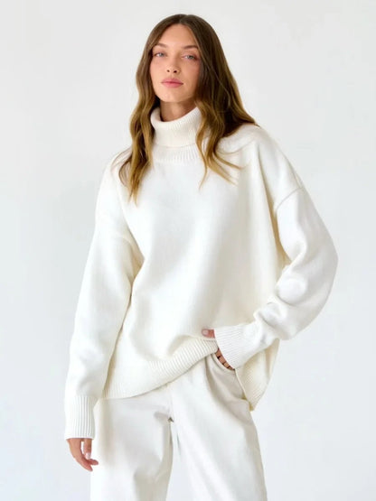 Women's Turtleneck Sweater High Collar Cuffs - VibreMode