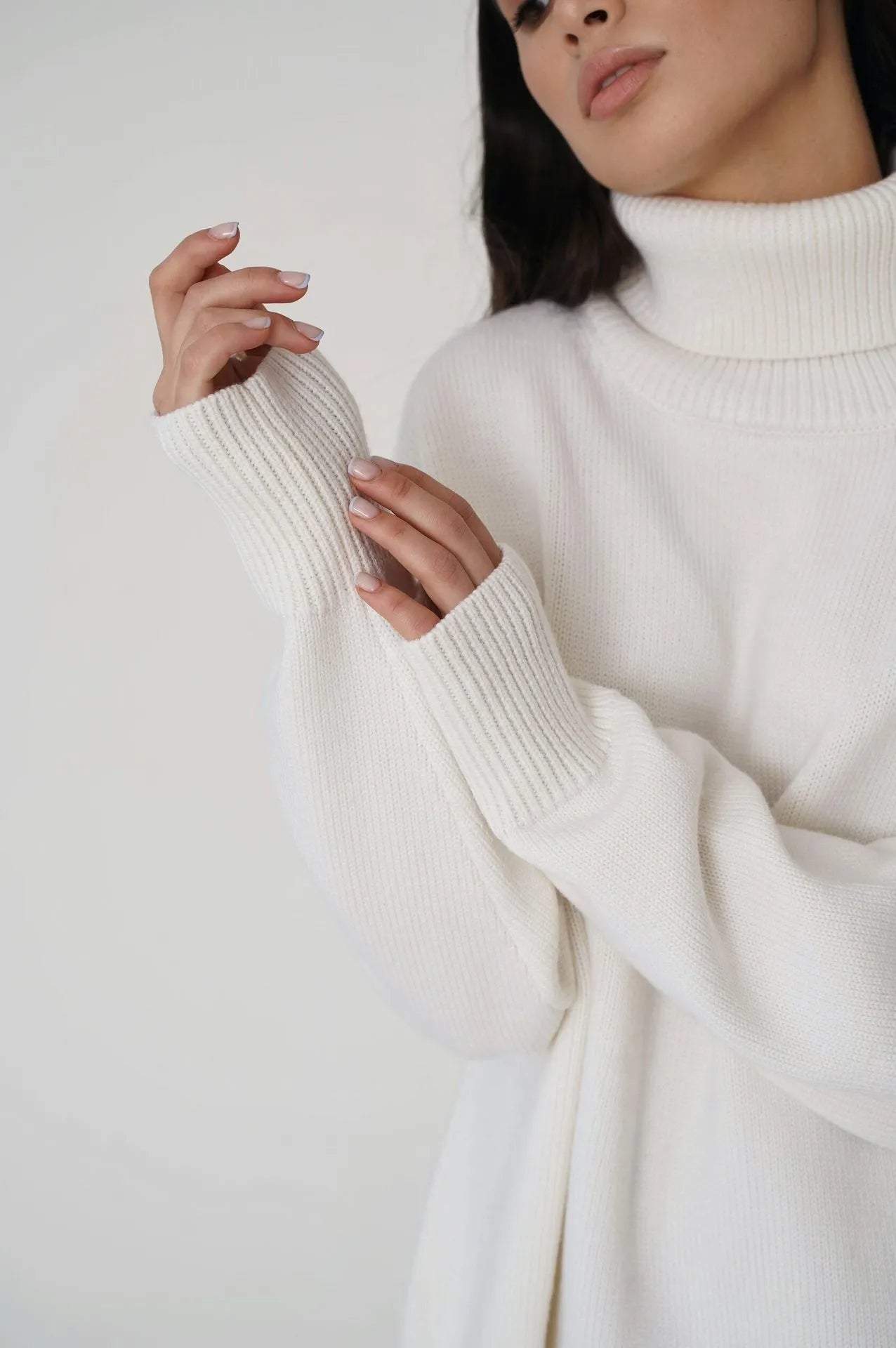 Women's Turtleneck Sweater High Collar Cuffs