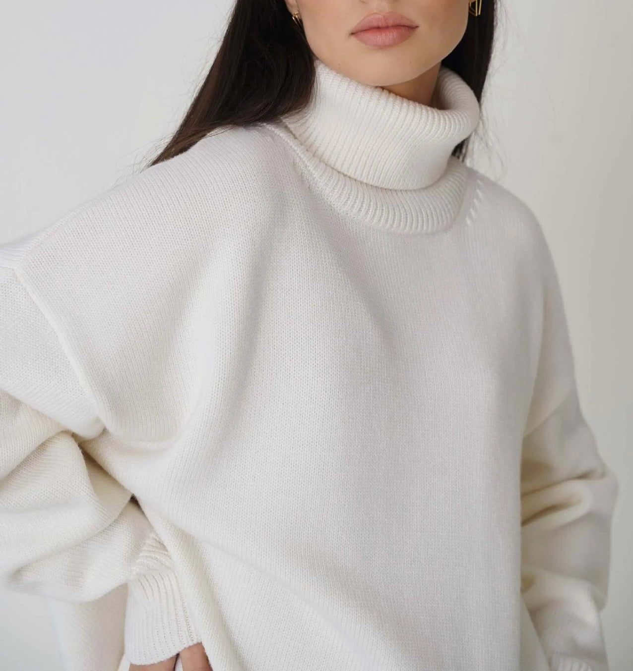 Women's Turtleneck Sweater High Collar Cuffs