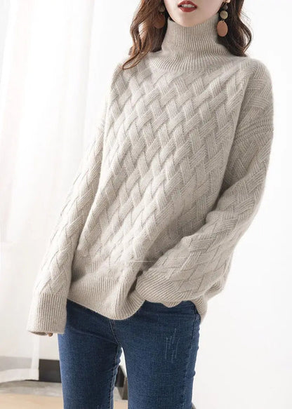 Women's Cable Knit Turtleneck Sweater Long Sleeves