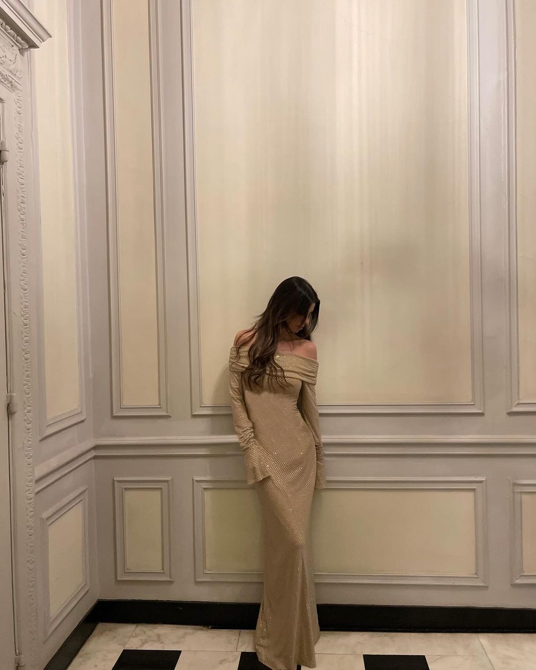 Women's Long Sleeve Wrap Maxi Dress Glitter