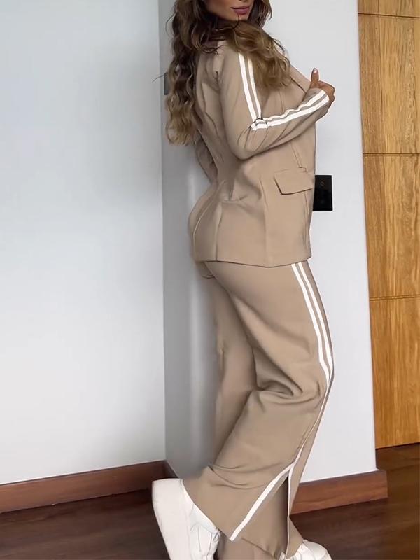 Women's Striped Blazer Pants Set