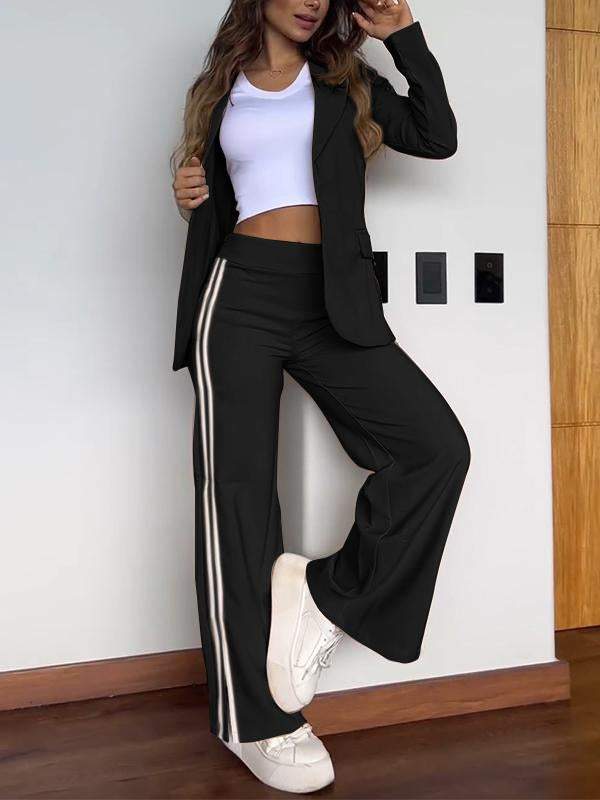 Women's Striped Blazer Pants Set