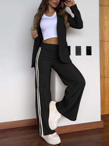 Women's Striped Blazer Pants Set