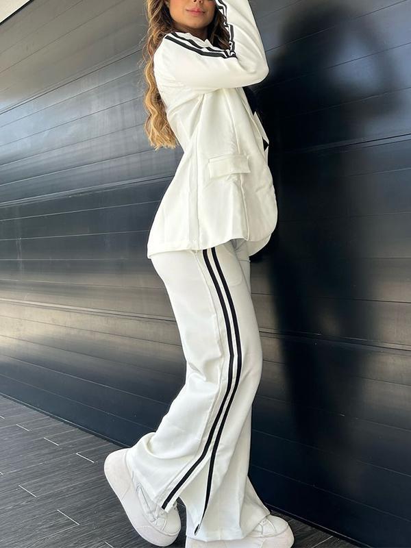 Women's Striped Blazer Pants Set