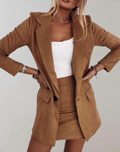 Women's Blazer Mini Skirt Suit Set