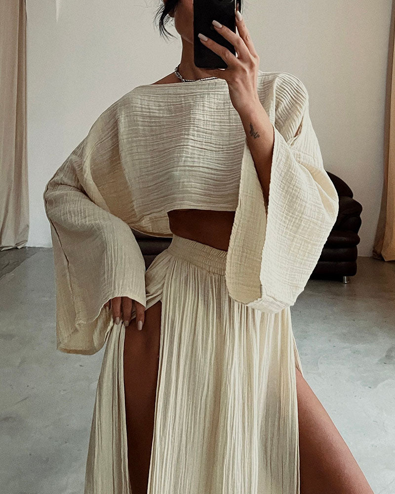 Women's Crop Maxi Skirt Set