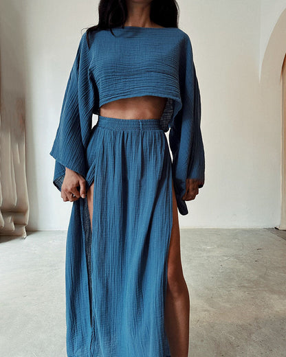 Women's Crop Maxi Skirt Set