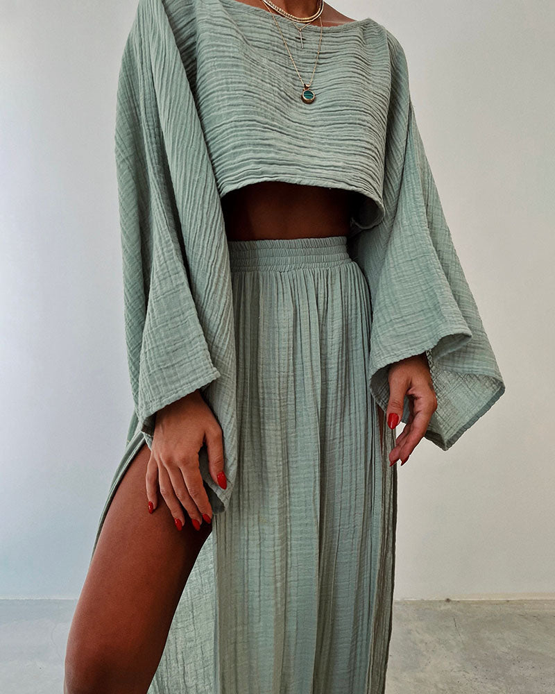 Women's Crop Maxi Skirt Set