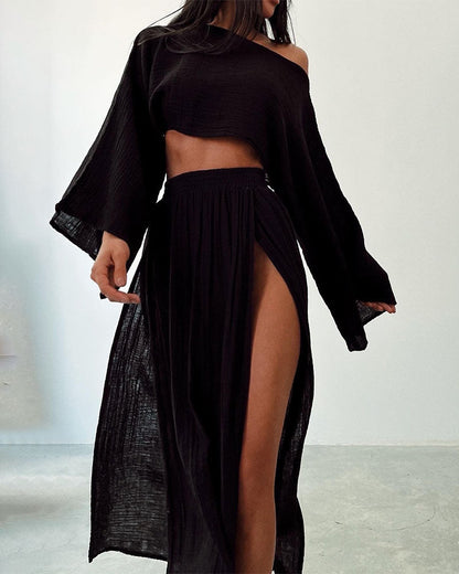 Women's Crop Maxi Skirt Set