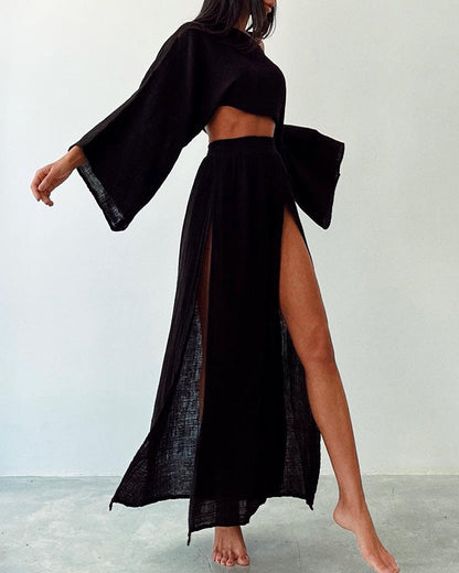 Women's Crop Maxi Skirt Set