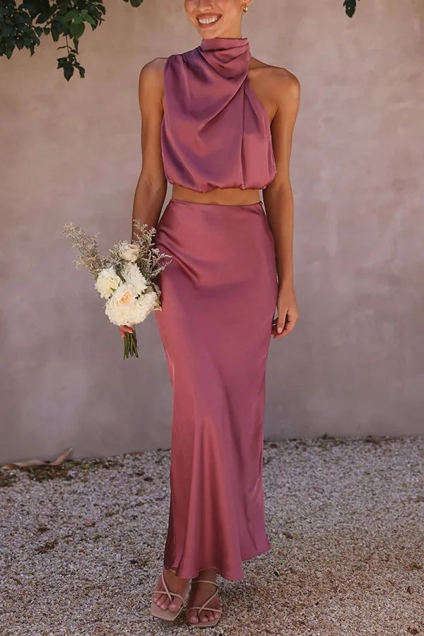 Women's Halter Midi Skirt Set - VibreMode