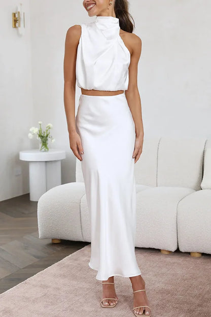 Women's Halter Midi Skirt Set