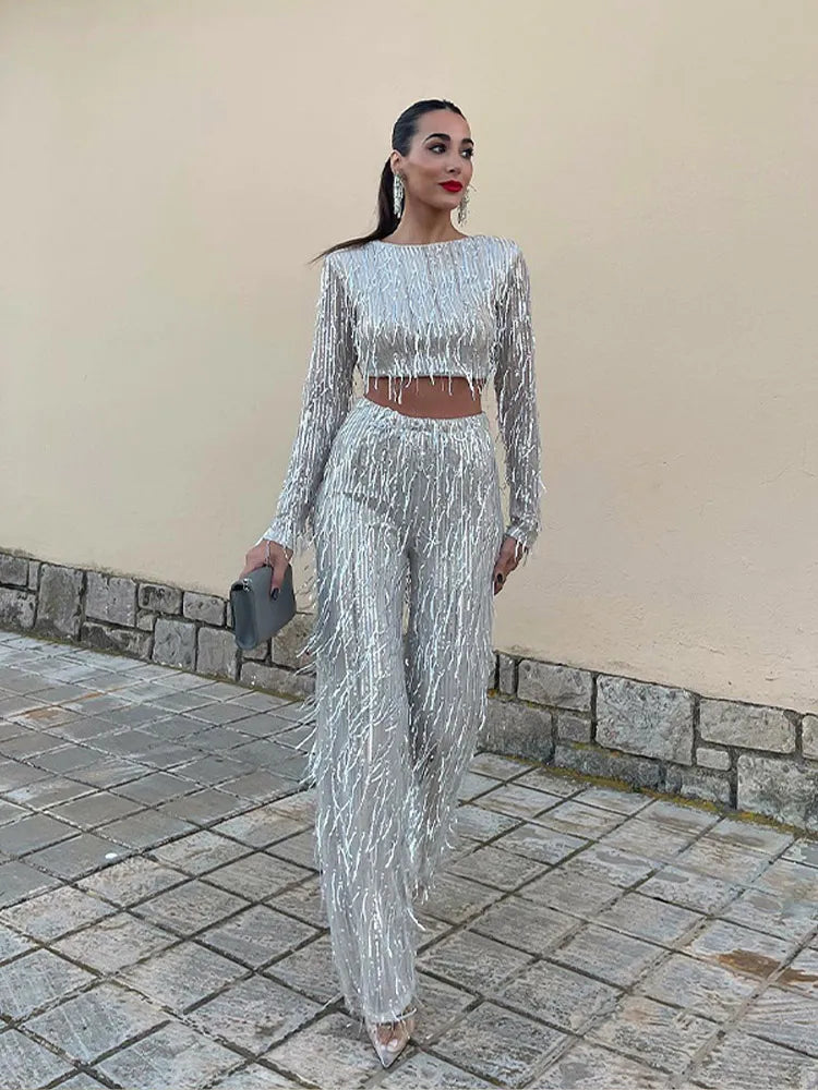 Women's Sequin And Pants Set