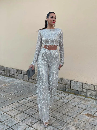 Women's Sequin And Pants Set