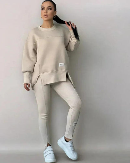 Women's Crew Neck Sweater And Leggings Set