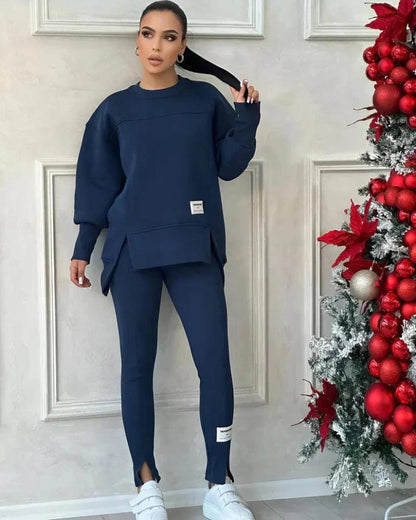 Women's Crew Neck Sweater And Leggings Set