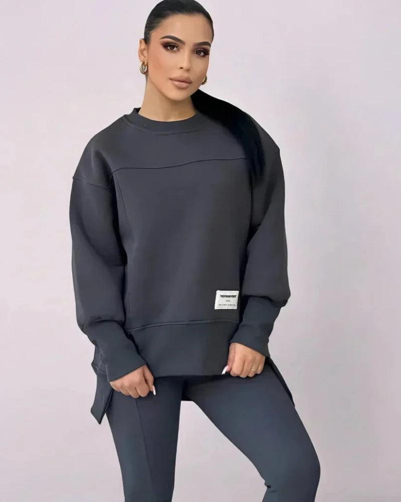 Women's Crew Neck Sweater And Leggings Set