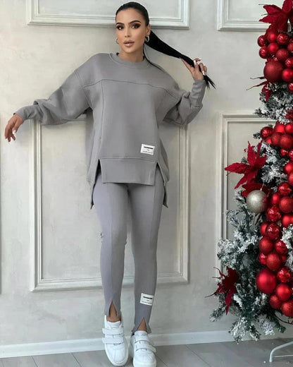 Women's Crew Neck Sweater And Leggings Set