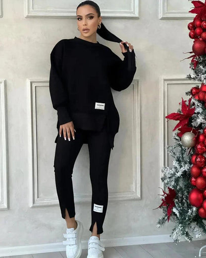 Women's Crew Neck Sweater And Leggings Set
