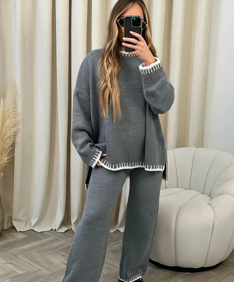 Women's Sweater Pants Set Round Neck