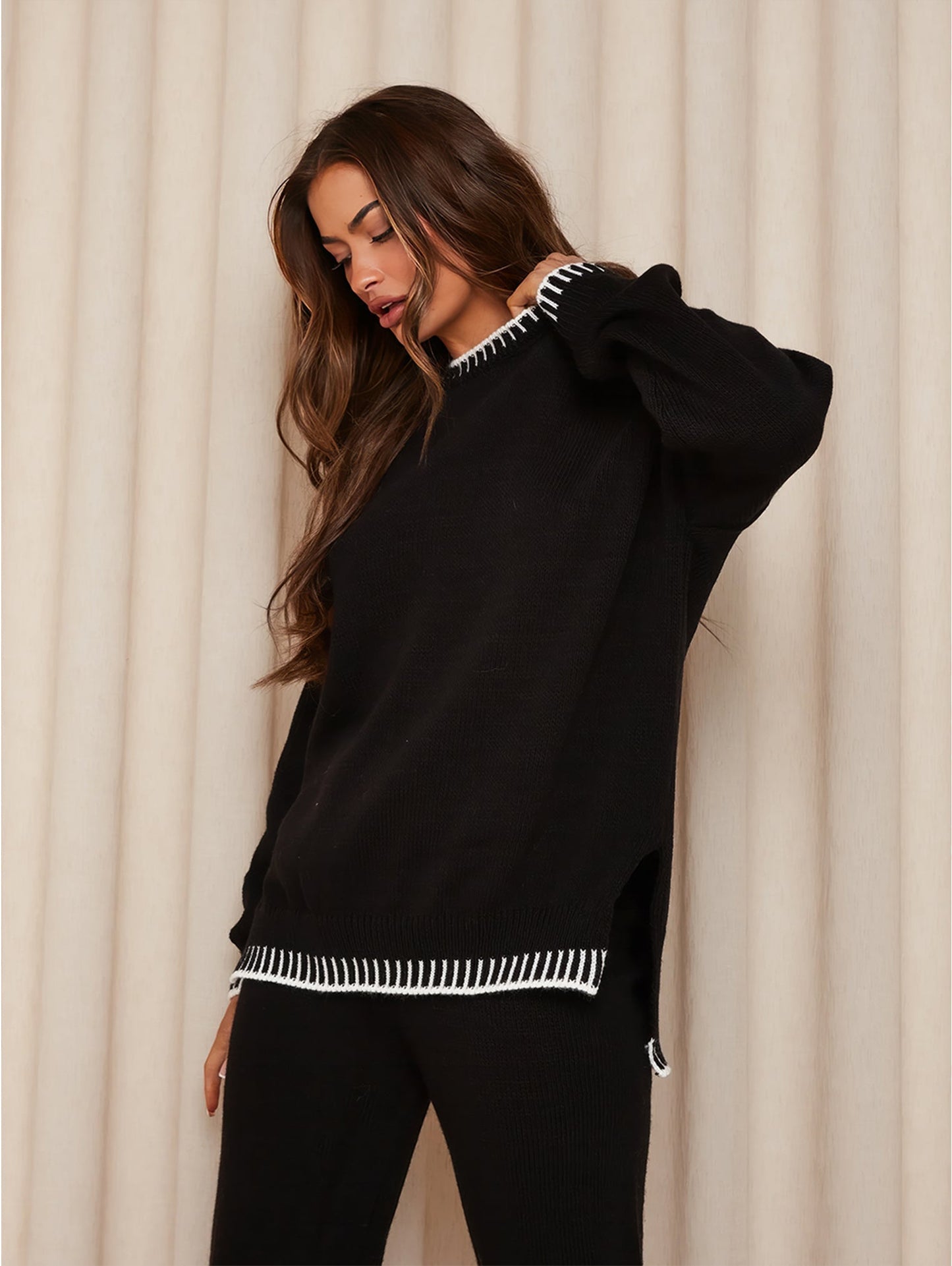 Women's Sweater Pants Set Round Neck