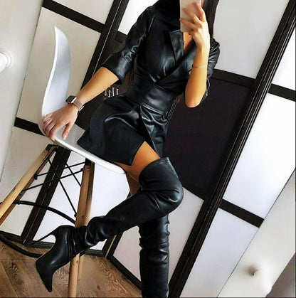 Women's Wrap Dress Notched Collar Waist Belt