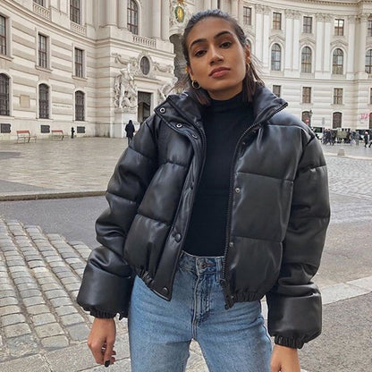 Women's Winter Parka Jacket Zip Closure Stand Up Collar