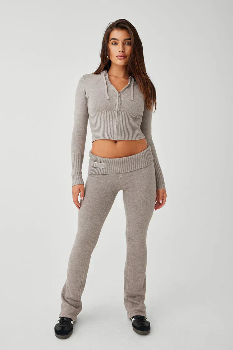 Women's Hooded Sweat Suit Cotton Zip Up Black - VibreMode