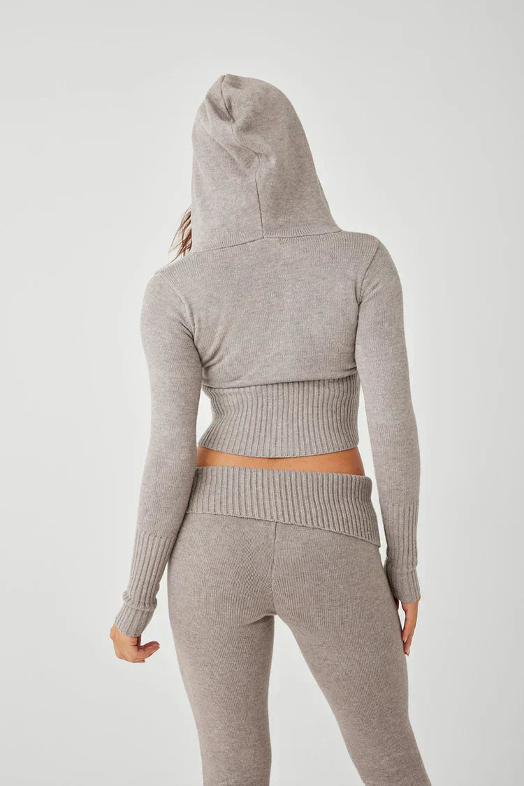 Women's Hooded Sweat Suit Cotton Zip Up Black