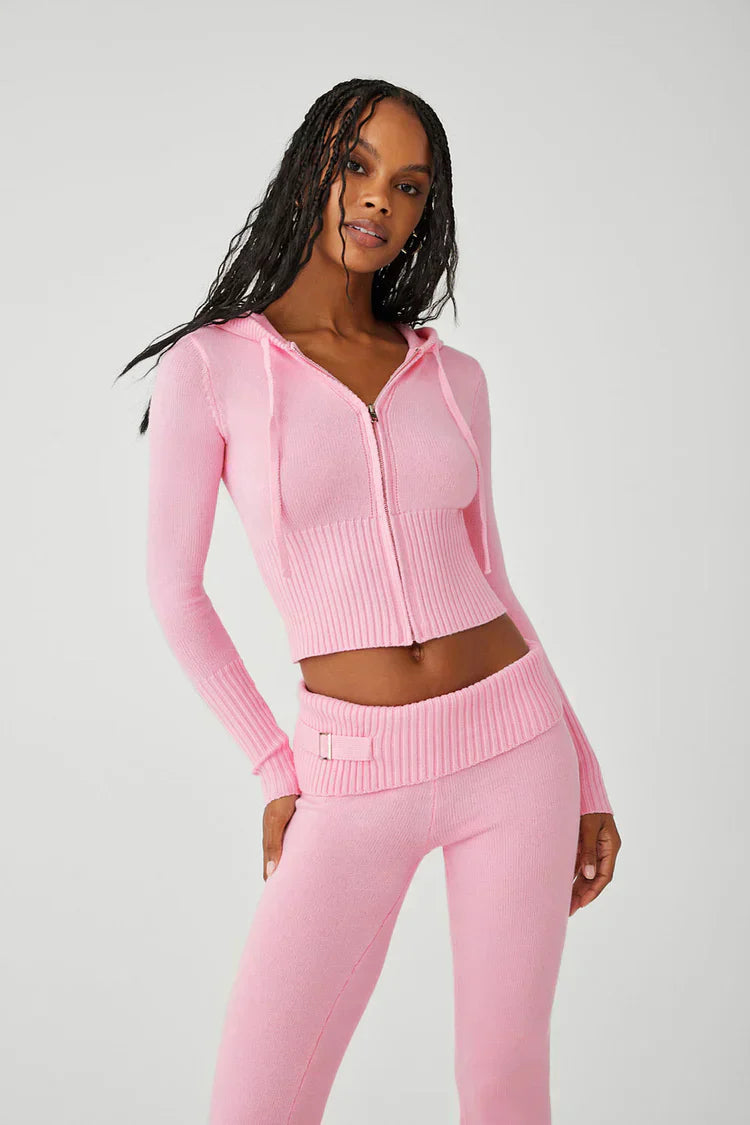 Women's Hooded Sweat Suit Cotton Zip Up Black
