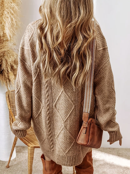 Women's Cable Knit V-Neck Dress